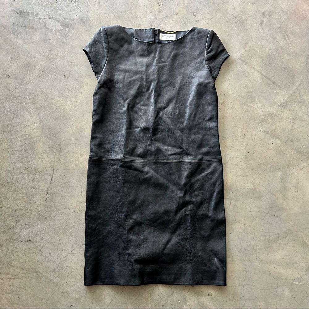 SAINT LAURENT 🖤 Classic Shift Dress Black Nappa Leather